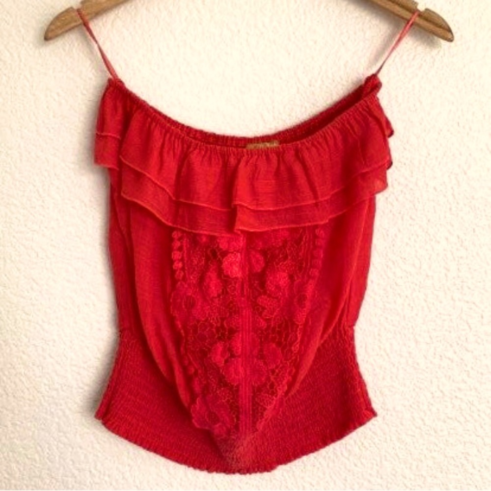 Red Strapless Top